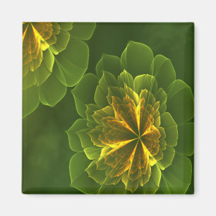 Imã Flores Fractais Amarelas Verdes Fantasy