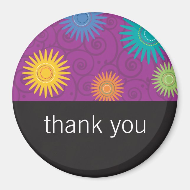 Imã Flores Funciosas no Magneta Roxo (Frente)