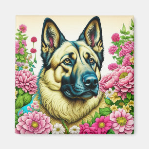 Imã Flores german shepherd e Whimsical