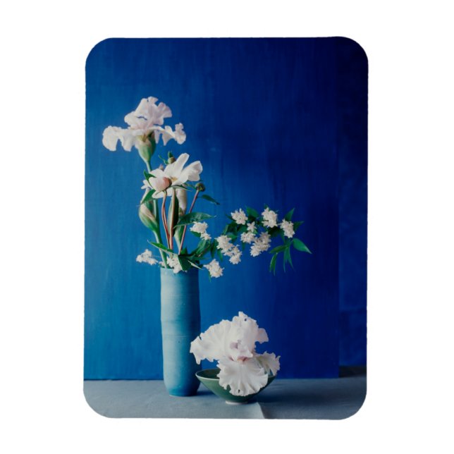 Ímã Flores | Íris branca em Vase (Vertical)