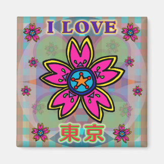 Imã Flores Kanji Magnet "EU AMO TÓQUIO"