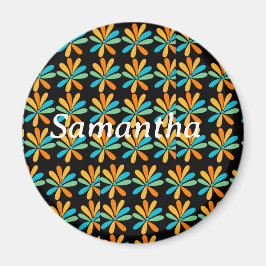 Imã Flores Laranja, Verde E Azul