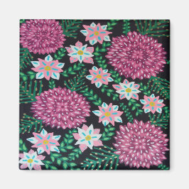 Imã Flores magenta em preto