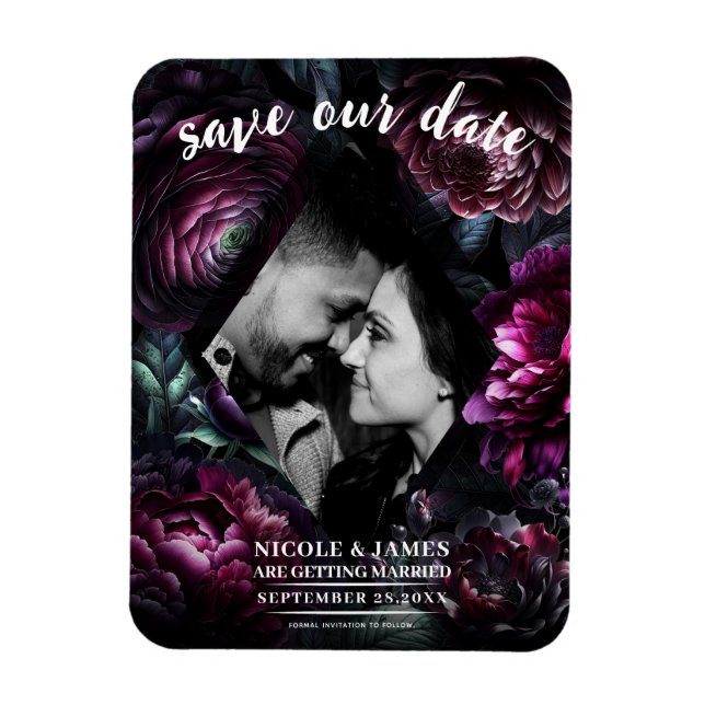 Ímã Flores Negras Encantadas e Ousadas de Noiva Floral (Vertical)