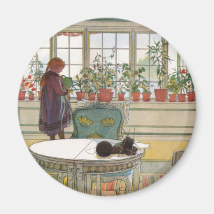 Imã Flores no Windowsill por Carl Larsson