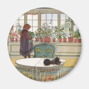 Imã Flores no Windowsill por Carl Larsson