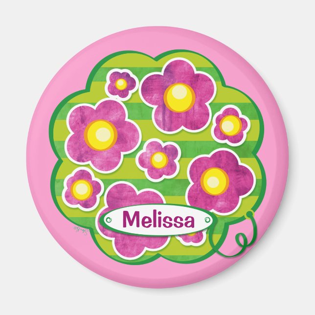 Imã Flores para bebês - ímã rosa (Frente)