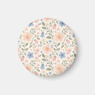 Imã Flores Pastel Florais Rosa Suave e Azul