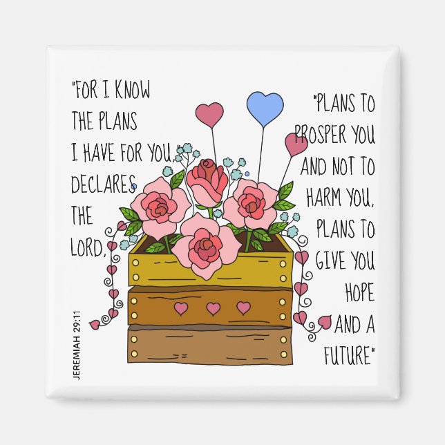 Imã Flores pintadas, verso de Jeremiah 29:11 (Frente)