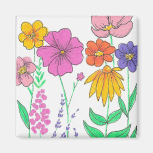 Imã Flores Pintadas Vibrantes e Caprichosas