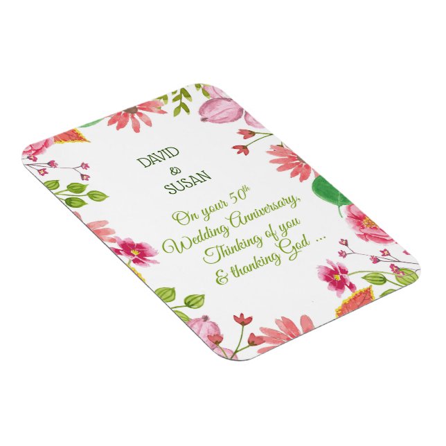 Ímã Flores Religiosas do 50º Aniversário do Casamento (Lado Direito)