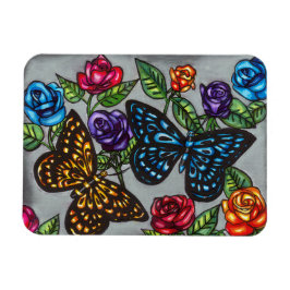 Ímã Flores rosa da borboleta desenho natural original
