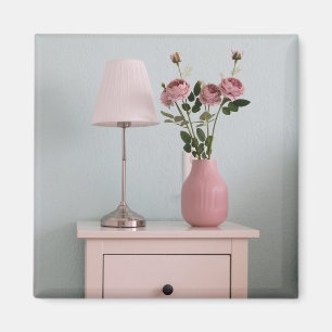 Imã Flores Rosas cor-de-rosa pálidas no Suporte da N