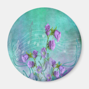 Imã Flores roxas e notas musicais