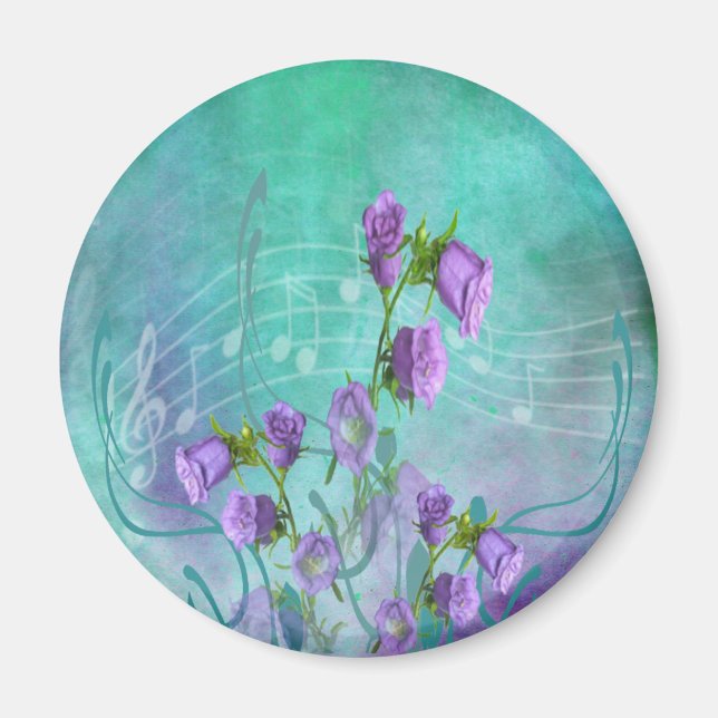 Imã Flores Roxas e Notas Musicais (Frente)