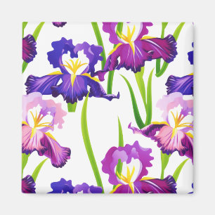 Imã Flores Rústicas Rústicas Roxas Iris Aquarela