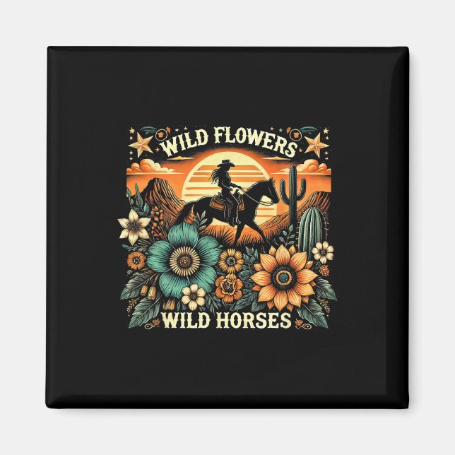 Imã Flores Selvagens de Cavalos Soltos - Ho Selvagem (Frente)