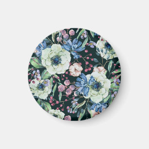 Imã Flores Silvestres Anêmona: Padrão Vintage em Aquar