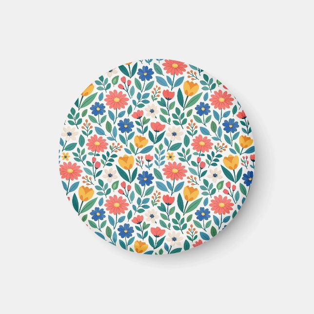 Imã Flores Silvestres Coloridas em Estilo Escandinavo (Frente)