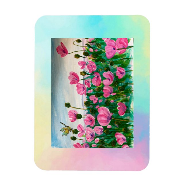 Ímã Flores Silvestres Cor-de-Rosa  (Vertical)