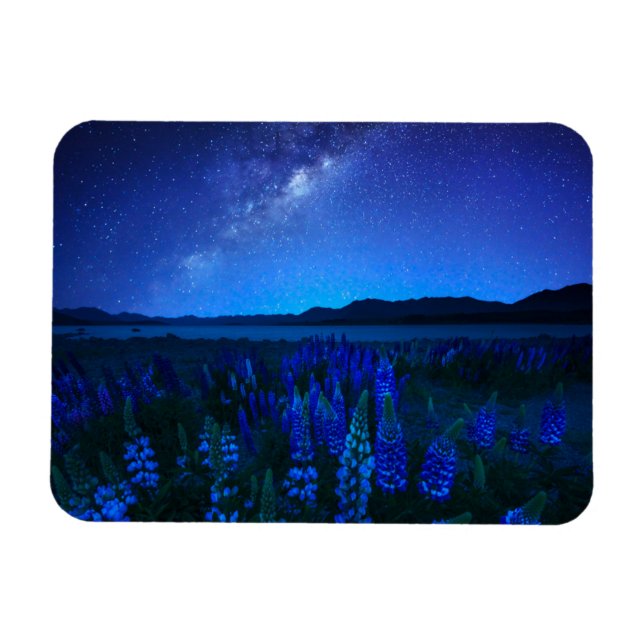 Ímã Flores | Tremoço no lago noturno Tekapo (Horizontal)