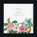 Imã Flores Tropicais De Cores Aquáticas E Casamento Ve<br><div class="desc">Um belo design de casamento de flores aquáticas tropicais e verde. Um design único que usa botânicos com coloração aquosa, como Hibiscus, Plumeria e Abacaxi. Um design floral moderno, branco e tropical, com um traço de verde. Um casamento chic favorece a design com elementos modernos. Os convites de casamento e...</div>