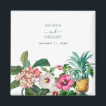 Imã Flores Tropicais De Cores Aquáticas E Casamento Ve<br><div class="desc">Um belo design de casamento de flores aquáticas tropicais e verde. Um design único que usa botânicos com coloração aquosa, como Hibiscus, Plumeria e Abacaxi. Um design floral moderno, branco e tropical, com um traço de verde. Um casamento chic favorece a design com elementos modernos. Os convites de casamento e...</div>