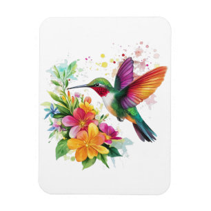 Ímã Flores Tropicais De Hummingbird