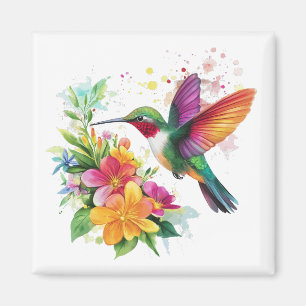 Imã Flores Tropicais De Hummingbird