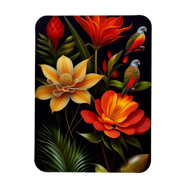 Ímã Flores tropicais e aves | Modern Haeckel (Vertical)