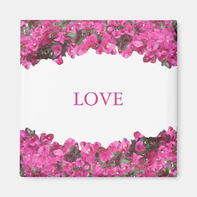 Imã Flores Tropicais em Branco (Frente)