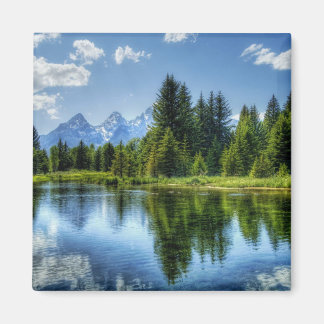Imã Floresta Brilhante com Montanha e Lago