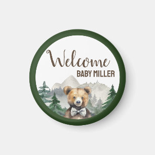 Imã Floresta de Aquarela Personalizada, Urso de Teddy,