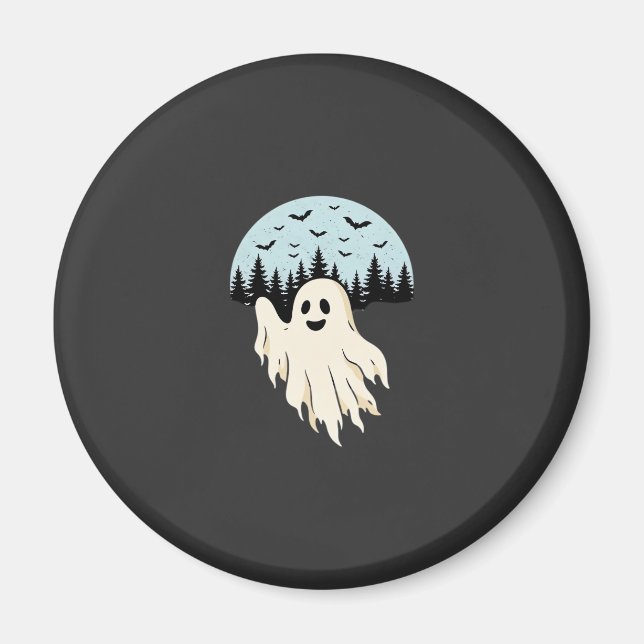 Imã Floresta de Lua Fantasma de Halloween Design_1 (Frente)