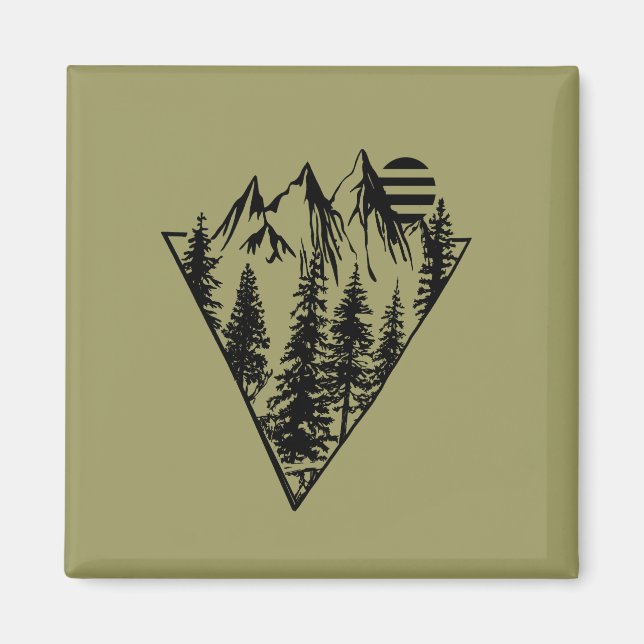 Imã Floresta de pinheiros com paisagem mínima (Frente)