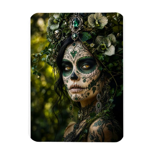 Ímã Floresta Esmeralda Calavera – Botânica Verde (Vertical)