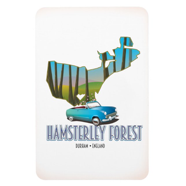 Ímã Floresta Hamsterley Durham Inglaterra mapa (Vertical)