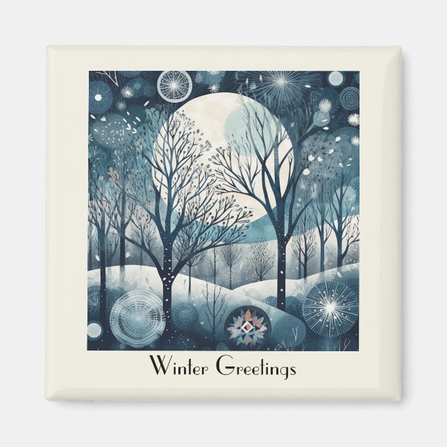 Imã Floresta Nórdica Moonliada, personalizável (Frente)