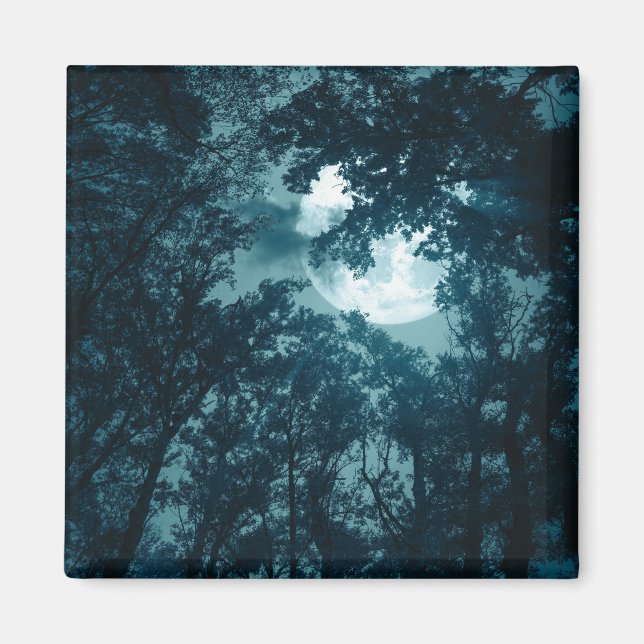 Imã Floresta Noturna Encantadora com Lua Cheia (Frente)