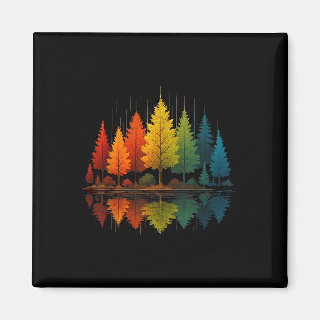 Imã Floresta Reflexão Natureza Árvores Vida Selvagem A (Frente)