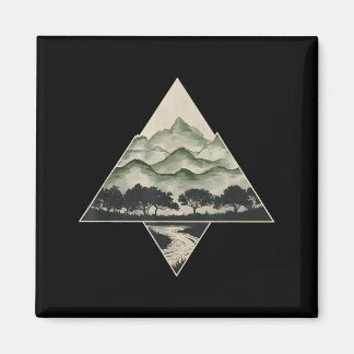 Imã Floresta Retro Árvores Vida Selvagem Natureza Vint