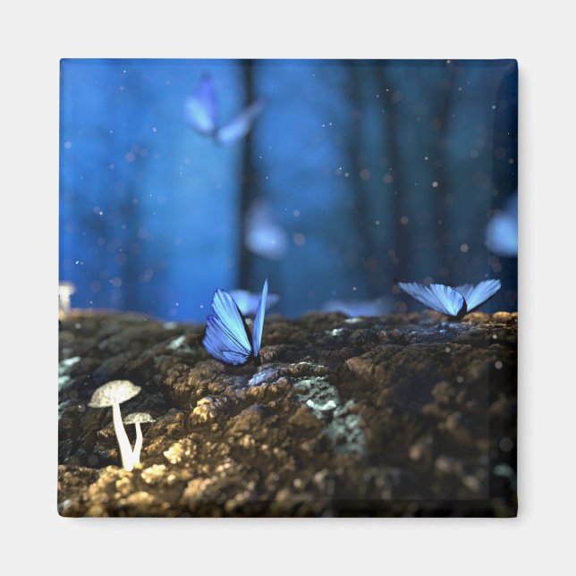 Imã Florestas Láteas Mágicas com Borboletas e Cogumelo (Frente)