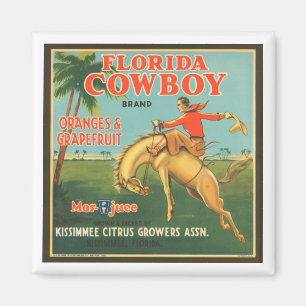 Imã Flórida Cowboy Kissimmee Citrus Producers Vintage