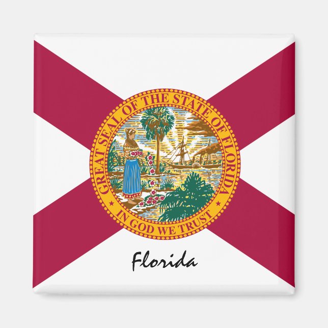Imã Florida Flag & Florida State USA / esportes (Frente)