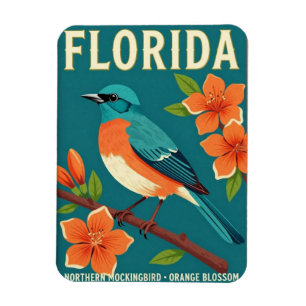 Ímã Florida Northern Mockingbird Estado Ave Botânica