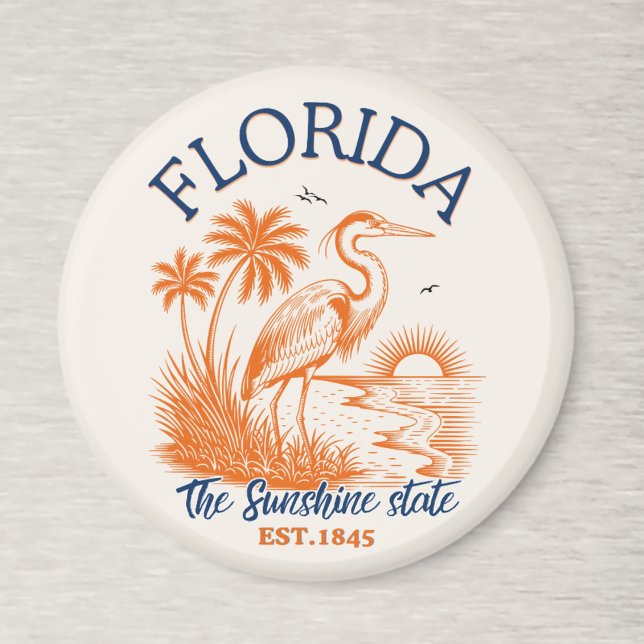 Imã Florida The Sunshine State – Beach & Palms Design (Criador carregado)