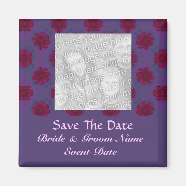 Imã Flórida Vermelha Roxa salvar a data (Frente)