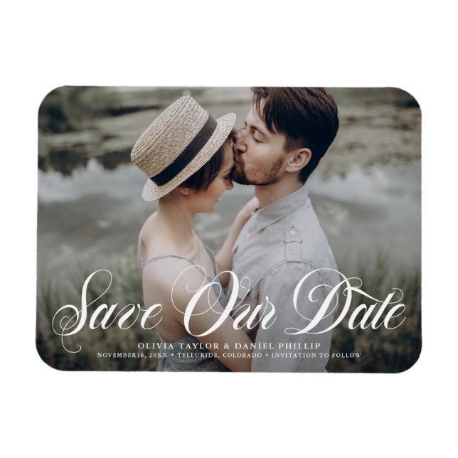 Ímã Flourar Script Salvar nossa Foto de Sobreposição d (Horizontal)