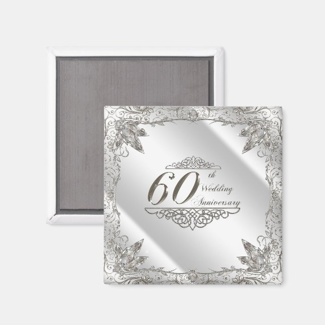 Imã Flourish Diamond 60º Aniversário de Casamento (Front/Back)