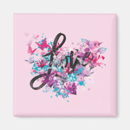 Imã Flower Heart Love Square Magnet